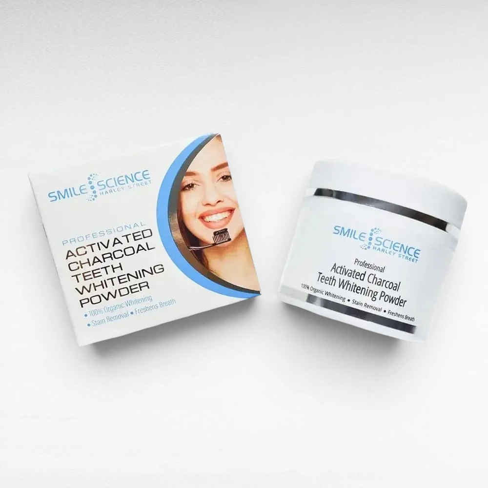 Smile Science Harley Street activated charcoal teeth whitening powder for natural stain removal