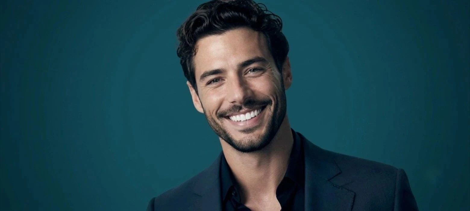 Man smiling with bright white teeth, remove stains from teeth