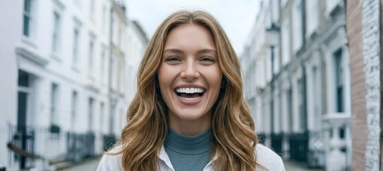 Confident smile after gentle teeth whitening for sensitive teeth