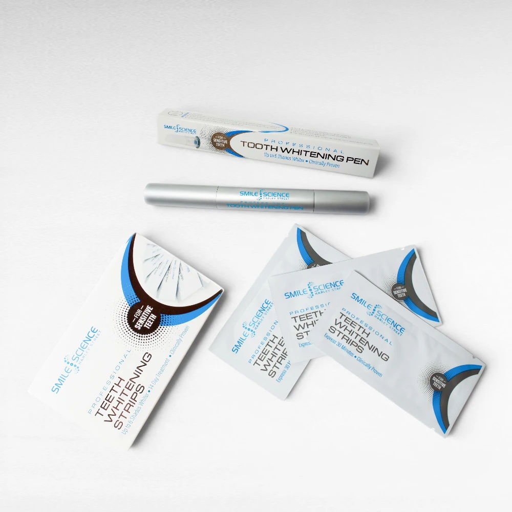 Smile Science Harley Street teeth whitening starter bundle with whitening strips and whitening pen