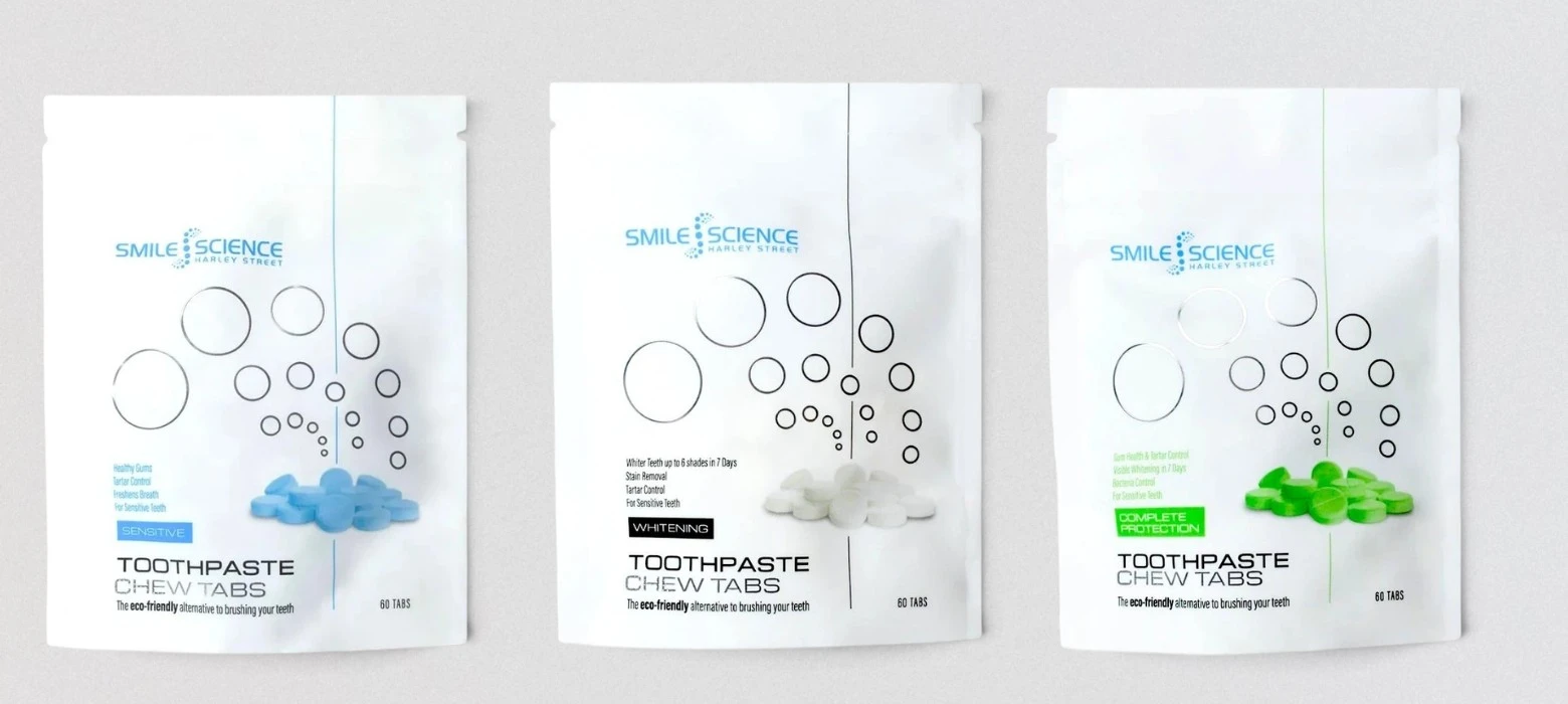 Smile Science Whitening, Sensitive and Complete Protection toothpaste tablets